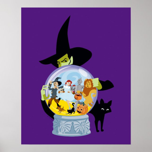 Póster Halloween de la bruja malvada Crystal Ball (Frente)