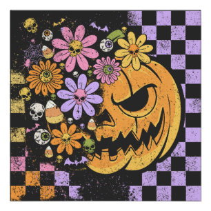 Póster Halloween de la Calabaza de Caída Floral