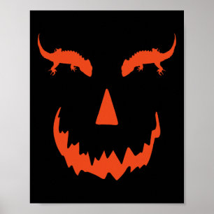 Póster Halloween de la divertida calabaza Crocodile Skink