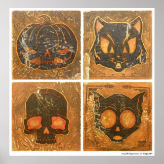 Póster Halloween de la época de la cosecha de otoño