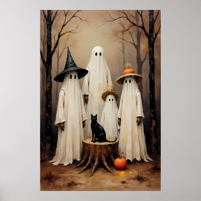 Póster Halloween de la fantasía de la familia fantasma (Frente)