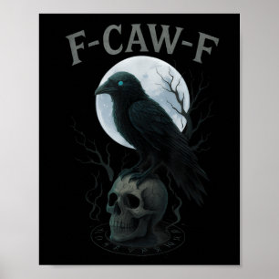 Póster Halloween de la luna del cráneo del cuervo negro g