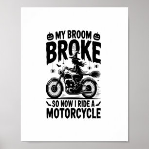 Póster Halloween de la motocicleta Witch Riding