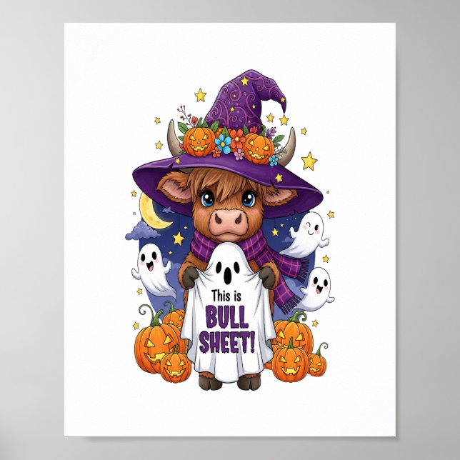Póster Halloween de la vaca de la montaña (Frente)