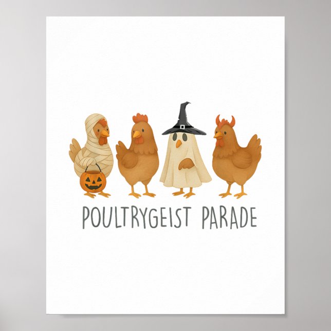 Póster Halloween de pollo divertido, Poultrygei de pollo  (Frente)