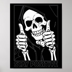 Póster Halloween de Stay Positive Skeleton Grim Reaper