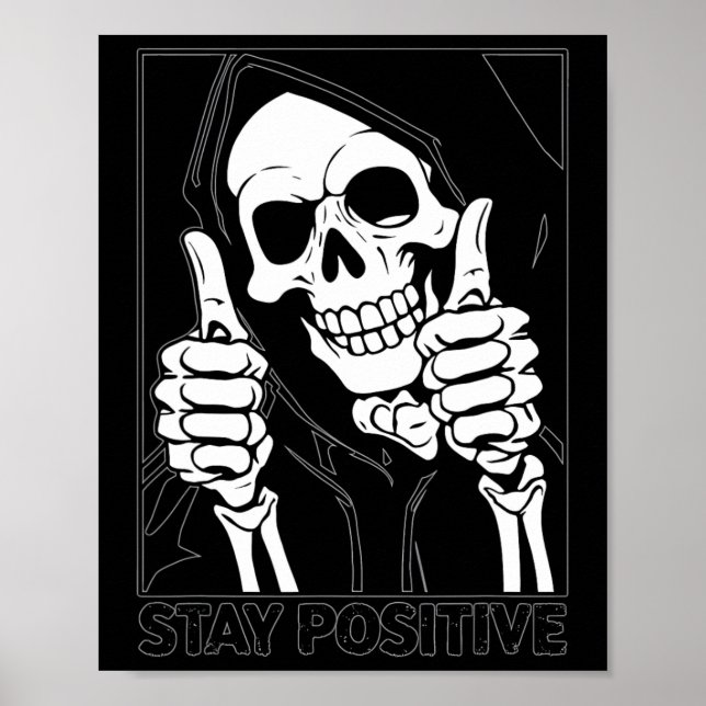 Póster Halloween de Stay Positive Skeleton Grim Reaper (Frente)