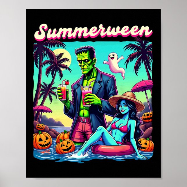 Póster Halloween de verano Zombie Frankenstein Boo Ghost (Frente)
