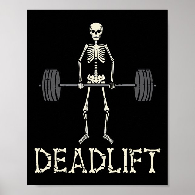 Póster Halloween Deadlift Skeleton Gym Workout Me (Frente)