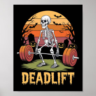 Póster Halloween Deadlift Skeleton Gym Workplace Lif