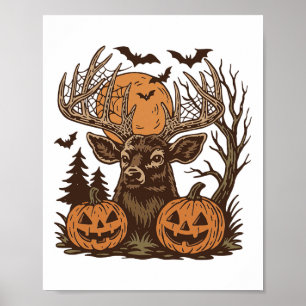 Póster Halloween Deer Spooky Forest Buck Huning