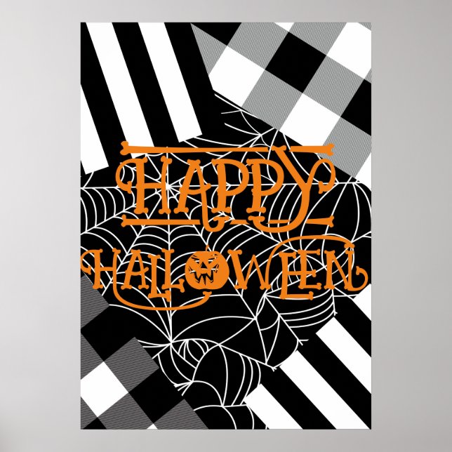 Póster Halloween del Black & White Spiderweb Patchwork (Frente)