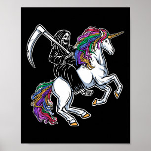 Póster Halloween del esqueleto arcoiris de Unicornio