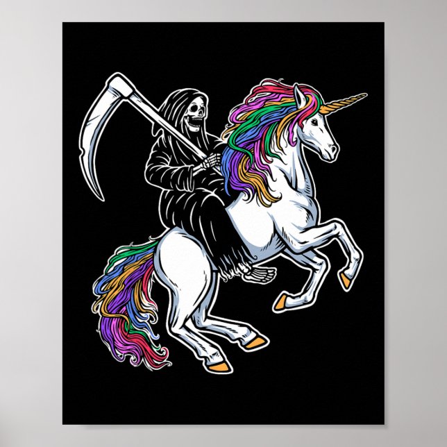 Póster Halloween del esqueleto arcoiris de Unicornio (Frente)
