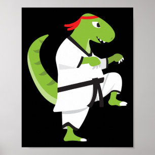 Póster Halloween del luchador de dinosaurios curados de G