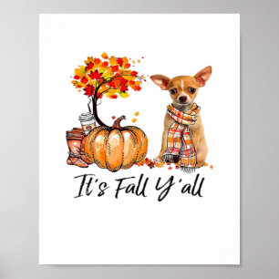 Póster Halloween del perro chihuahua de otoño