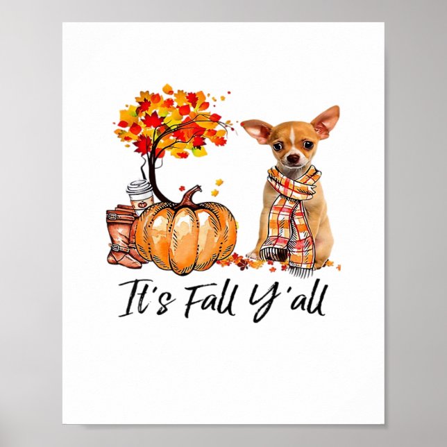 Póster Halloween del perro chihuahua de otoño (Frente)