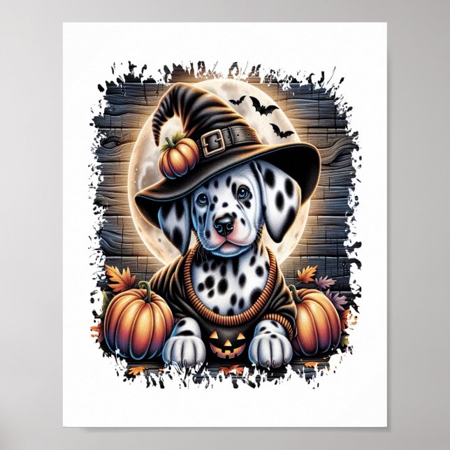 Póster Halloween del perro de Dalmacia (Frente)