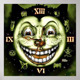 Póster Halloween del Reloj del gato negro 13