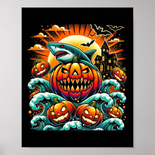 Póster Halloween del Tiburón Calabaza