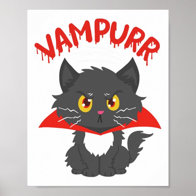Póster Halloween del vampiro del gato (Frente)
