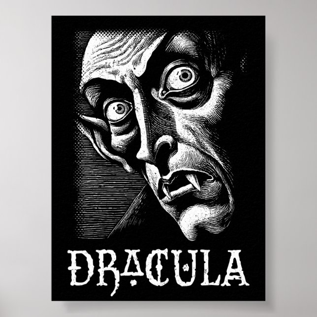 Póster Halloween del vómito gótico clásico de Drácula (Frente)