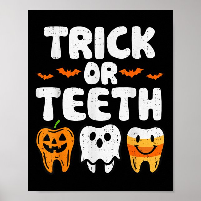 Póster Halloween Dental Dental Dentista Halloween Funny (Frente)