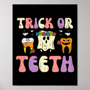 Póster Halloween Dentist Trick O Teys Dental Tooth Cost