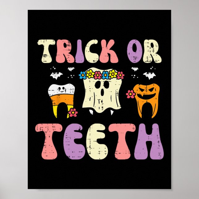 Póster Halloween Dentist Trick O Teys Dental Tooth Cost (Frente)