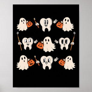 Póster Halloween Dentista Higienista Dental Teeth Ghost P