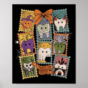 Póster Halloween Dentista Retro Escuadrón Dental Higiénic