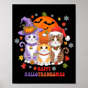 Póster Halloween Día de Acción de Gracias Navidad Feliz H