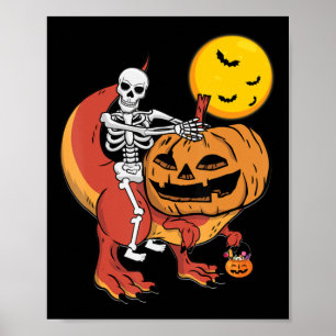 Póster Halloween Dinosaur Pumpkin T Rex Skeleton Boys Tod