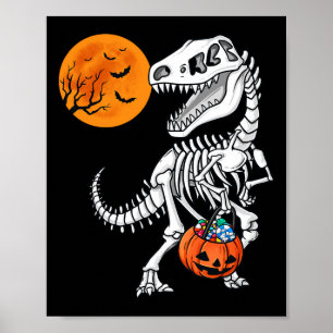Póster Halloween Dinosaur T Rex Skeleton Scary Niños