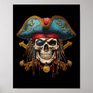 Póster Halloween - Disfraces de pirata Skull - Halloween