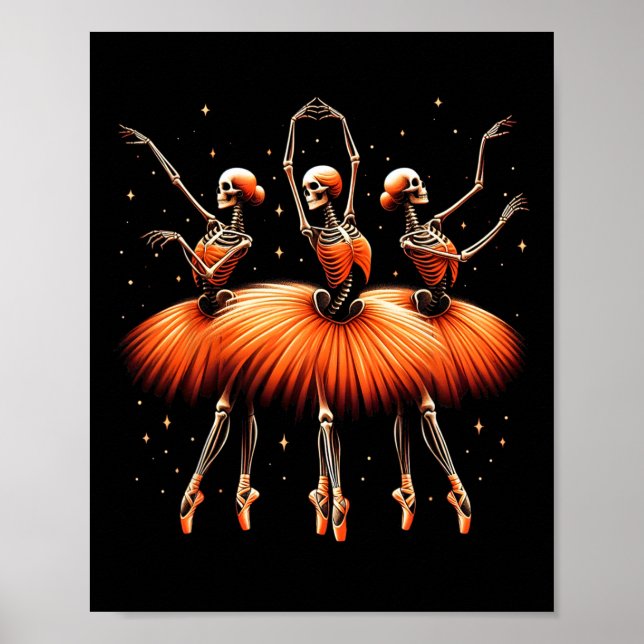 Póster Halloween divertido de la bailarina de Skeleton Sp (Frente)