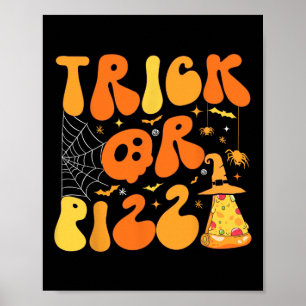 Póster Halloween Divertido Truco O Pizza Scary Ghost Deco