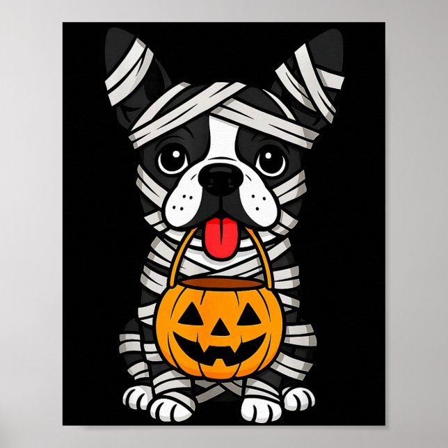 Póster Halloween Dog Boston Terrier Mummy Costume Men Wom (Frente)