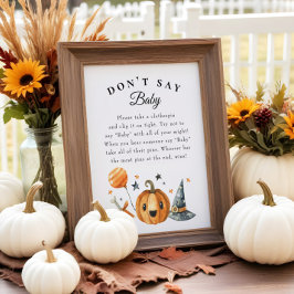 Póster Halloween "Don't Say Baby" Baby Shower Game Poster