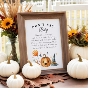 Póster Halloween "Don't Say Baby" Baby Shower Game Poster