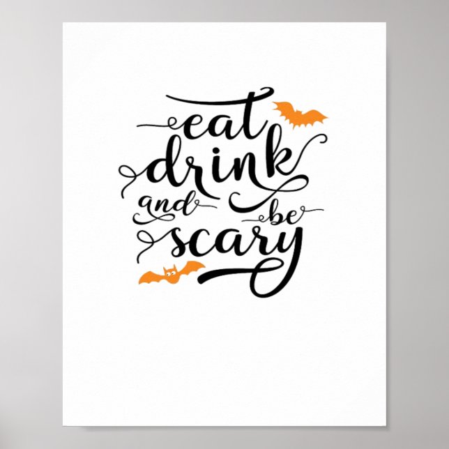 Póster Halloween Eat Drink And Be Scary Retro Classic (Frente)