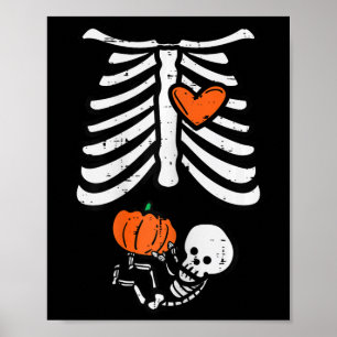 Póster Halloween Embarazo Skeleton Baby Costum
