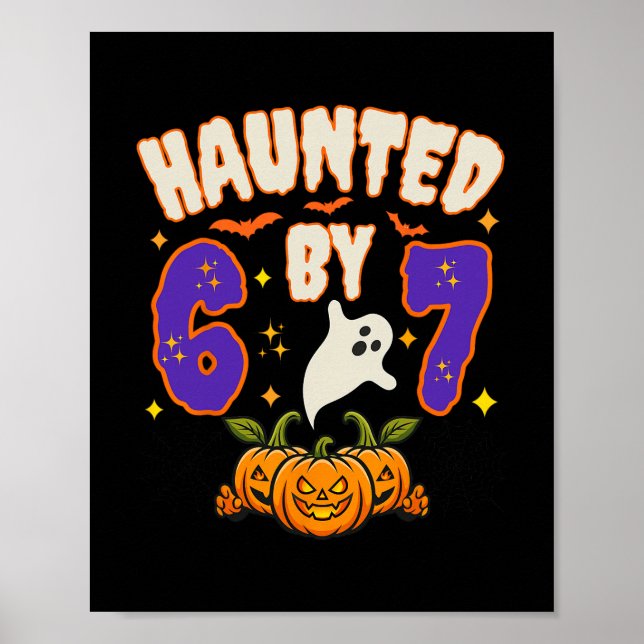 Póster Halloween Embrujado 67 Número 67 Seis Siete Meme D (Frente)