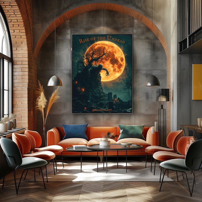 Póster Halloween en ascenso zombiano con luna llena y cem (Subido por el creador)