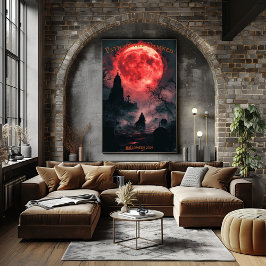 Póster Halloween en el cementerio de la luna de sangre co