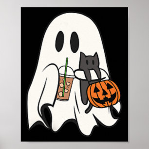 Póster Halloween en temporada espeluznante de café helado