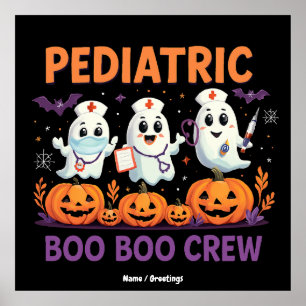 Póster Halloween Enfermera Pediátrica Boo Crew Funny Spoo