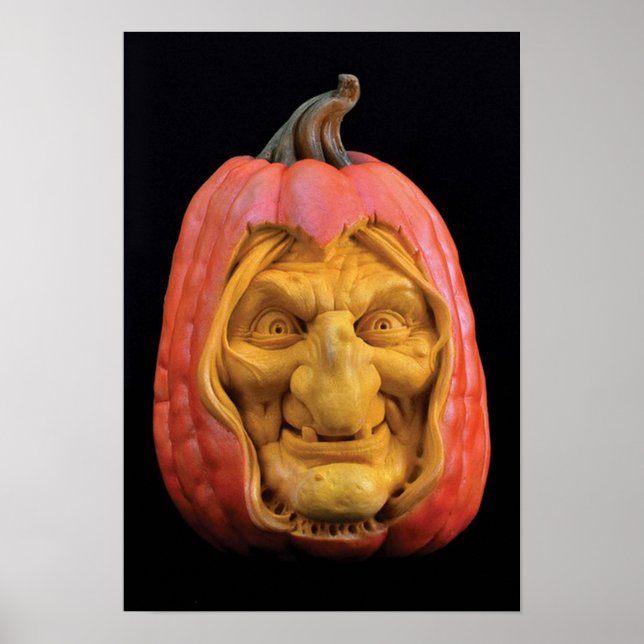 Póster Halloween Esculpida Bruja Jack-O’-Lantern (Frente)