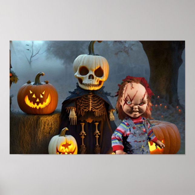 Póster Halloween espeluznante. (Frente)