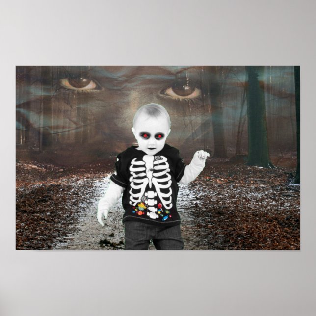 Póster Halloween espeluznante. (Frente)